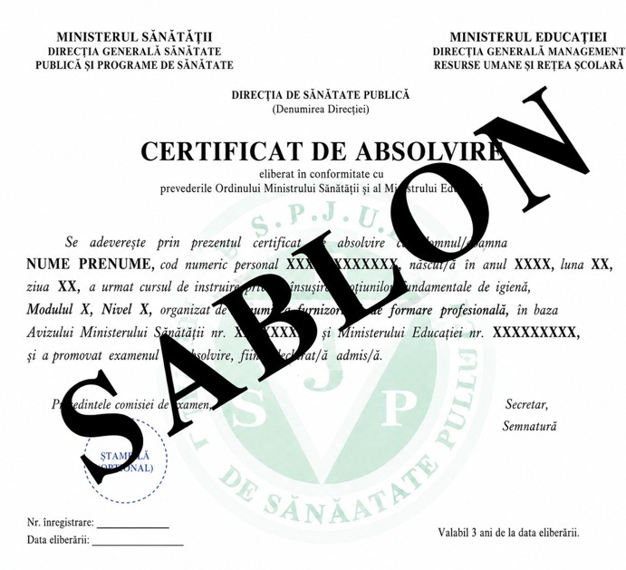 Model certificat de igienă DSP