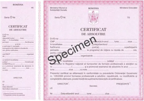 Model certificat absolvire – Inițiere